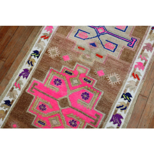 Colorful Turkish Runner, 2'8'' X 12'7'' For Sale - Image 4 of 10