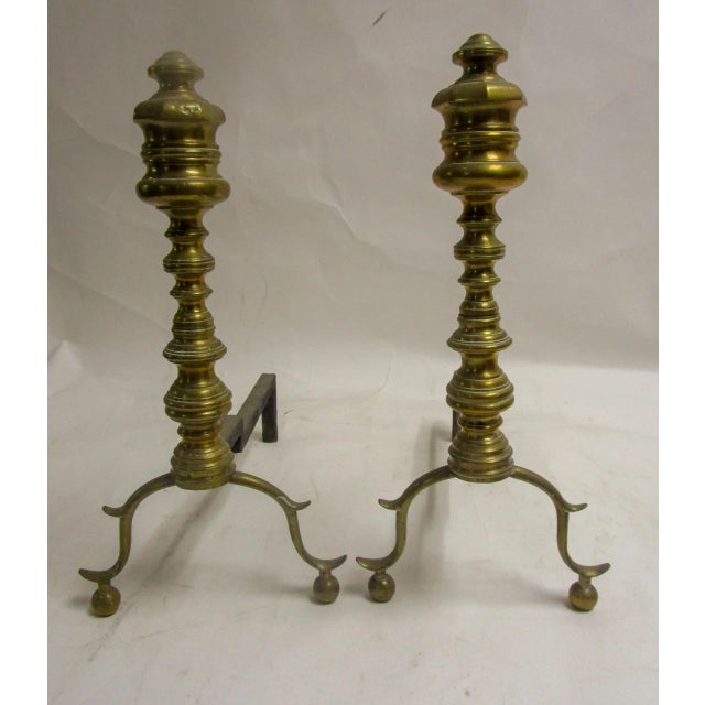 Metal 19th C Pair Classical English Regency Andiron Firedogs For Sale - Image 7 of 13