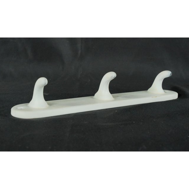 White Vintage European Cast Iron Triple Hook Wall Rack For Sale - Image 8 of 12
