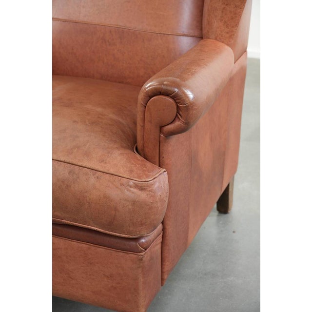Wing Club Chair in Cowhide Leather For Sale - Image 11 of 14