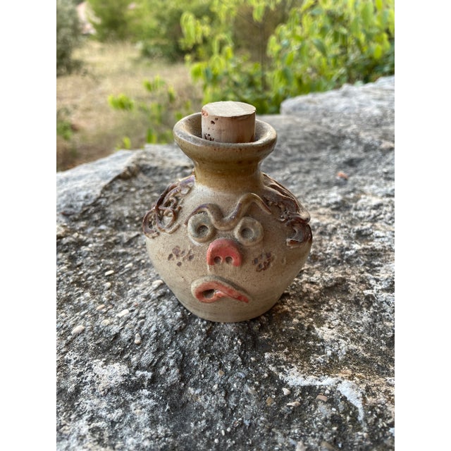 Super charming folk art open mouth face jug / Salt container. Sourced in Provence, France. Labeled SALT on back of jug -...