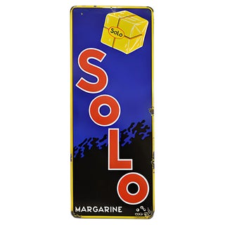 Vintage Solo Margarine Enamel Sign, 1940s For Sale