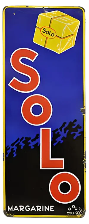 Vintage Solo Margarine Enamel Sign, 1940s