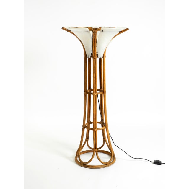 Mid-Century Modern Bamboo Floor Lamp with White Acrylic Glass Elements, 1960s For Sale - Image 3 of 18