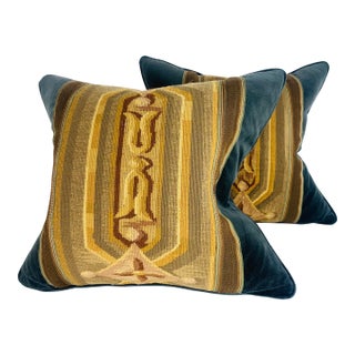 Vintage Aubusson Tapestry Pillows/Pair For Sale
