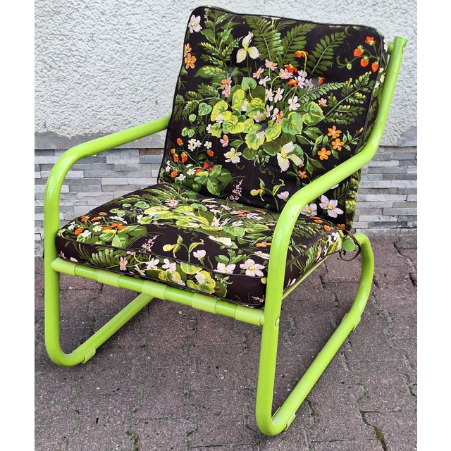 Vintage Garden Chair in Green Tubular Steel, 1980s For Sale - Image 9 of 9