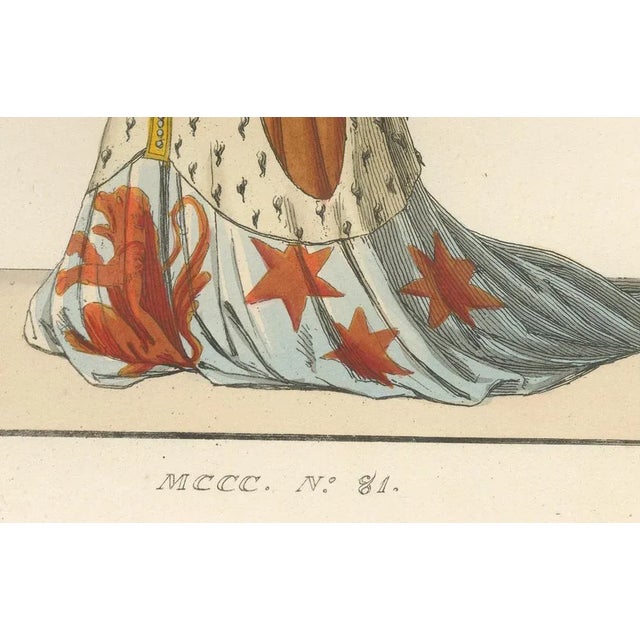 Blue Heraldic Costumes, 1845, Paper, Set of 2 For Sale - Image 8 of 10