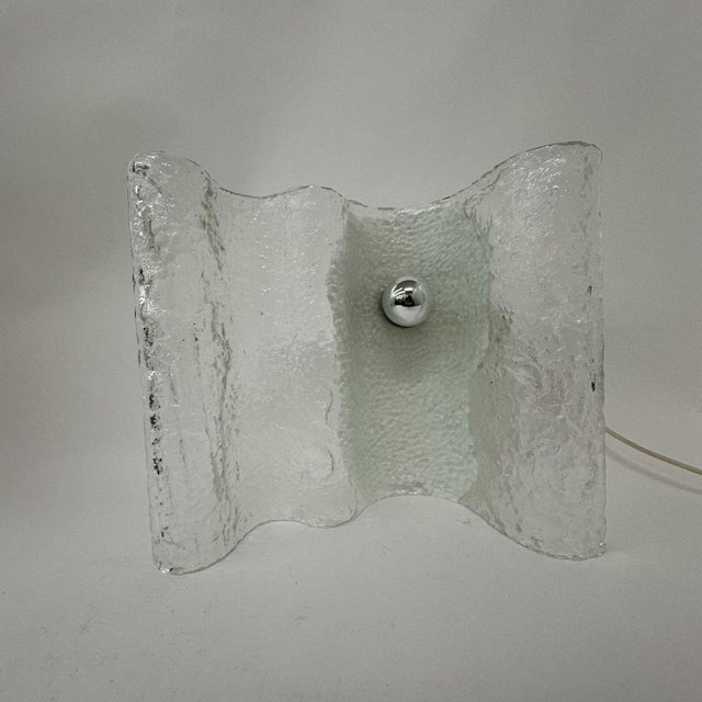 Wave Ice Glass Table Lamp from Kalmar, Germany, 1970s For Sale - Image 6 of 18