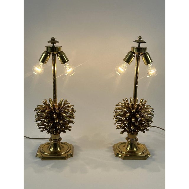 Large Brass Pine Cone Table Lamps from Feese, Germany, 1980s, Set of 2 For Sale - Image 12 of 18