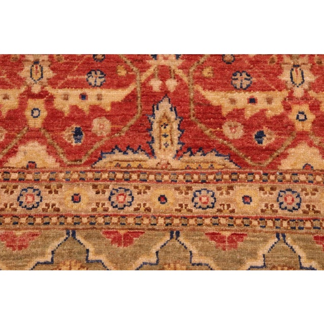Bohemien Ziegler Red Green Hand-Knotted Wool Rug - 7'10'' X 9'5'' For Sale - Image 4 of 8