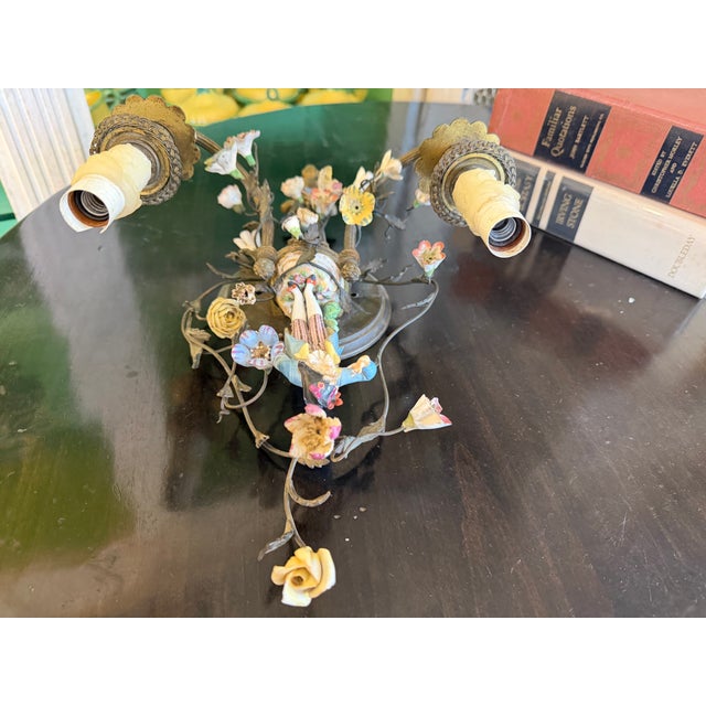 19th French Century Gilt and Porcelain Wall Sconce For Sale - Image 14 of 14