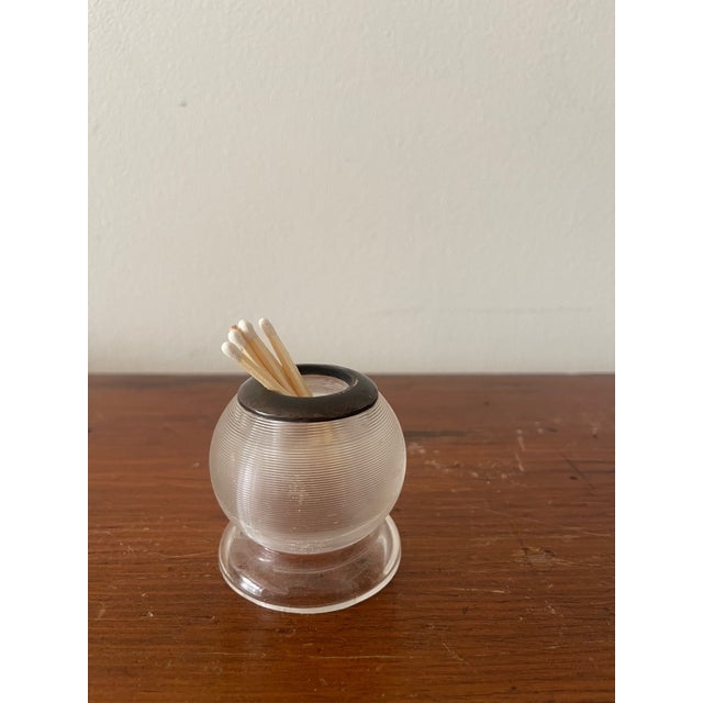Vintage glass match-striker. Classic and chic. Top is pewter metal. Perfect for any table-top or hostess gift for the...