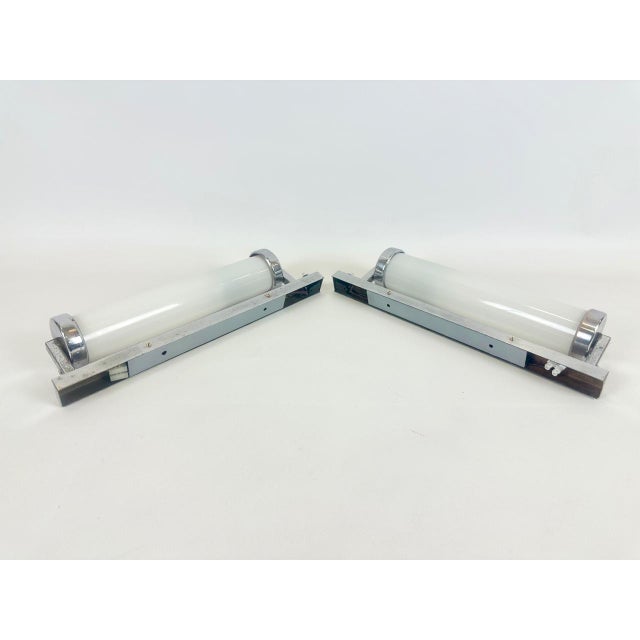 Metal Bauhaus Chrome-Plated Tubular Wall Lamps, 1930s, Set of 2 For Sale - Image 7 of 18