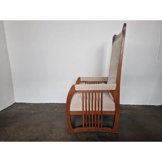 Art Nouveau Oak Armchair attributed to Patriz Huber, Germany, 1900s For Sale - Image 3 of 8