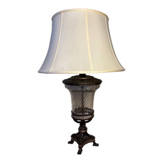 Fine Art Lamps Neoclassical Twisted Glass & Patinated Metal Urn Table Lamp For Sale