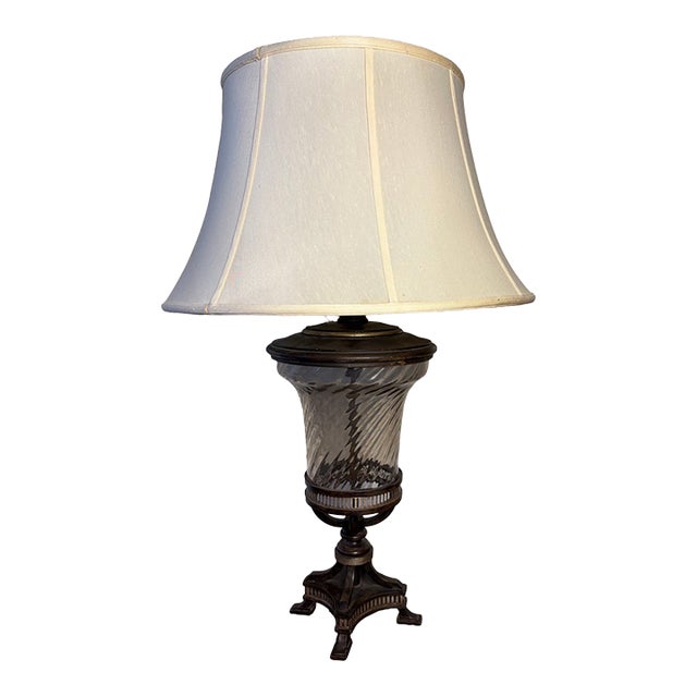 Fine Art Lamps Neoclassical Twisted Glass & Patinated Metal Urn Table Lamp For Sale