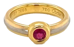 Cartier 18k Tri Color Gold Ruby Stack Band Ring W/Cert - Size 4