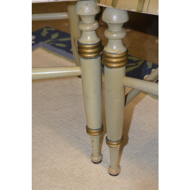 Vintage Pair Green Hitchcock Style Painted / Stenciled Dining or Side Chairs With Cane Seats For Sale - Image 11 of 18