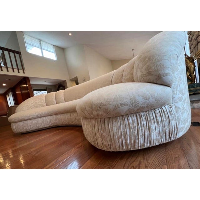 1980 Postmodern Curvy Kidney Sofa - custom made with the palm leaves patterned fabric