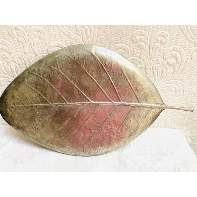 Contemporary Hand Made Glass Mosaic on Michael Aram Molded Nickel Silver Leaf Platter For Sale - Image 9 of 12