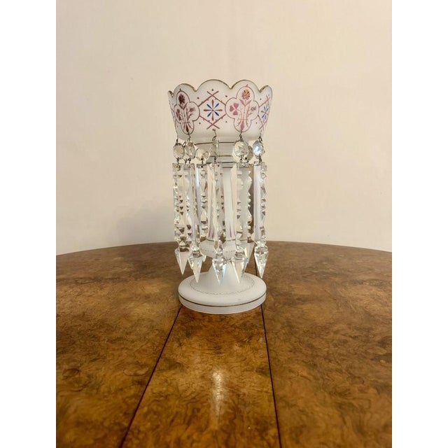 Late 19th Century Antique Victorian Glass Lustre and Glass Dome, 1880, Set of 2 For Sale - Image 5 of 10
