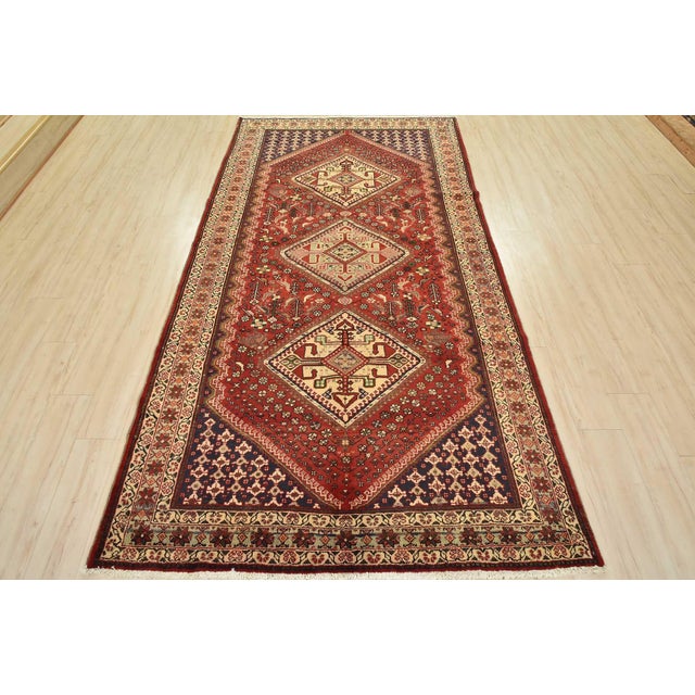 Farmhouse Vintage Qashqai Rug 5'8'' X 10'1'' Red Wool Hand-Knotted Oriental Carpet For Sale - Image 3 of 15