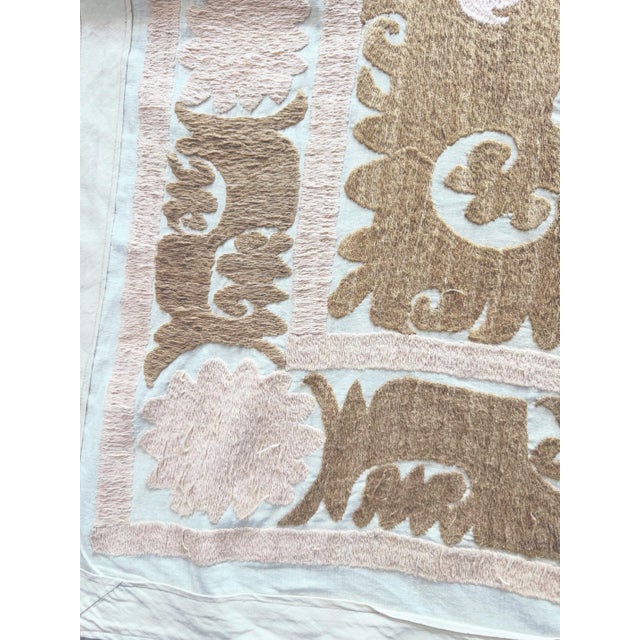 1960s Vintage Hand-Embroidered Terracotta Suzani From Uzbek For Sale - Image 5 of 8