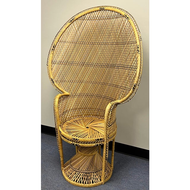 Boho Chic Classic Wicker and Rattan Peacock Chair. For Sale - Image 3 of 9