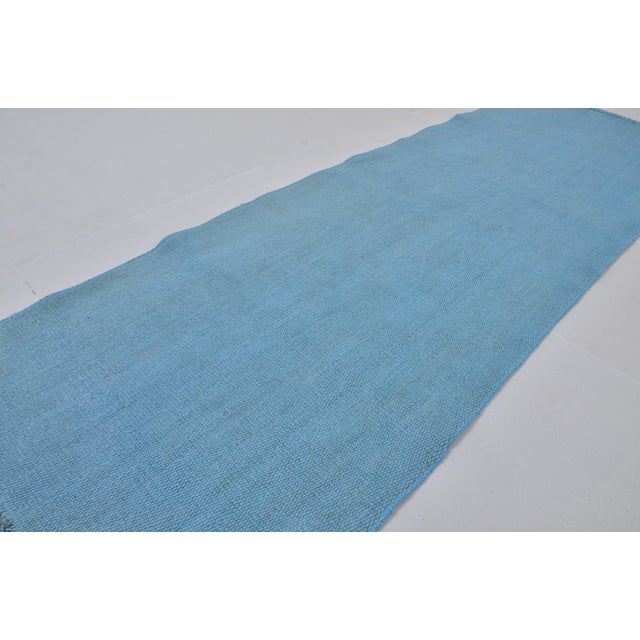 Blue Vintage Hemp Kilim Runner For Sale In Phoenix - Image 6 of 10