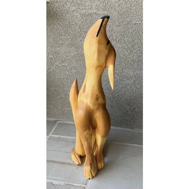 Circa 2000 Whimsical Hand Carved Folk Art Coyote by Santa Fe Artist Pete Ortega For Sale - Image 12 of 16