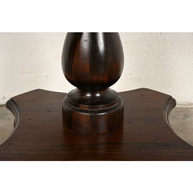 Ethan Allen Rustic European Solid Pine Pedestal Side Table or Cocktail Table, Circa 1970s For Sale - Image 9 of 13