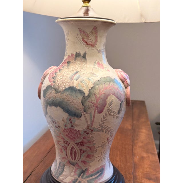 Elevate your space with this stunning vintage Chinoiserie table lamp, heavily inspired by classical Asian export...
