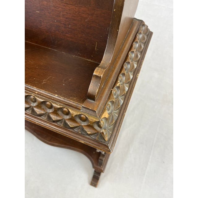 Wood Vintage 1930s Mahogany Magazine & Book Stand - Jacobean/Victorian-Revival Period For Sale - Image 7 of 15