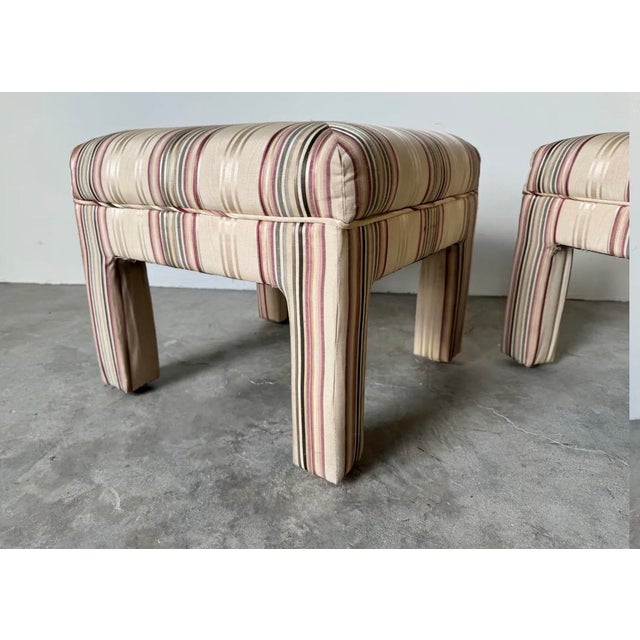 Pair of Mid-Century Modern Parsons Stools in the Style of Milo Baughman For Sale - Image 9 of 12