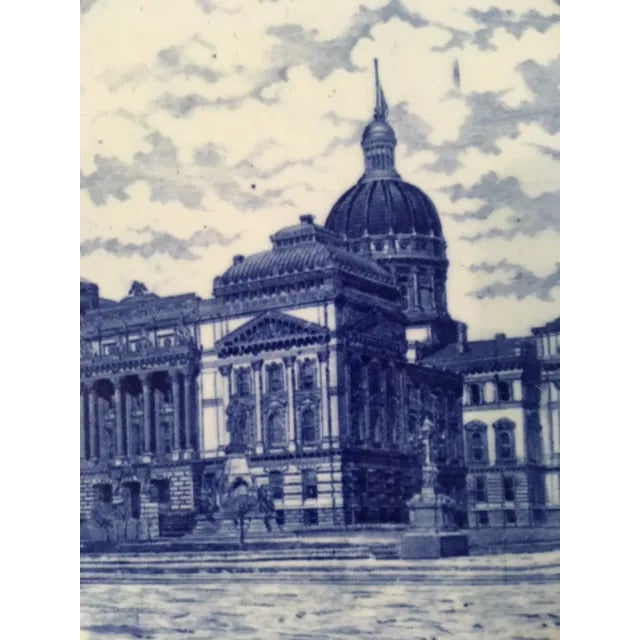 Antique Late 19th Century Flow Blue Souvenir Plates Indianapolis & Rhode Island - Set of 2 For Sale - Image 4 of 11