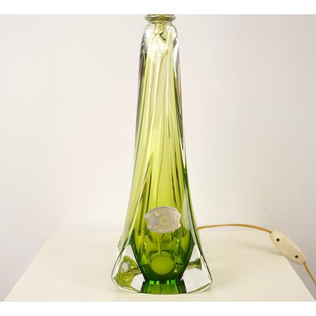 V25007-5 Val Saint Lambert, VSL. Green glass lamp base. Circa 1960. This piece has an attribution mark, I am sure that it...