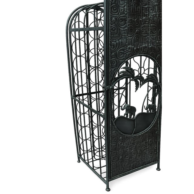 1990s Boho Chic Tropical Palm Tree & Elephant Wine Tower For Sale - Image 9 of 10
