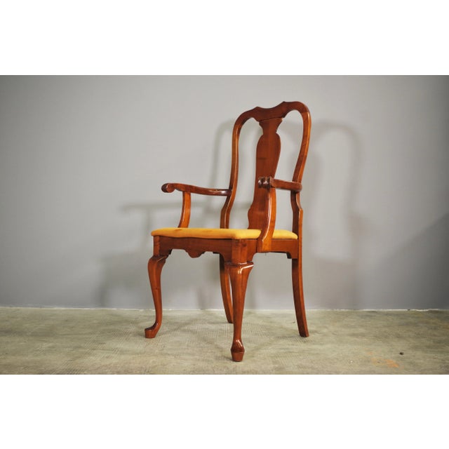 Brown Queen Anne Style Mahogany & Leather Armchair, 1970s For Sale - Image 8 of 14