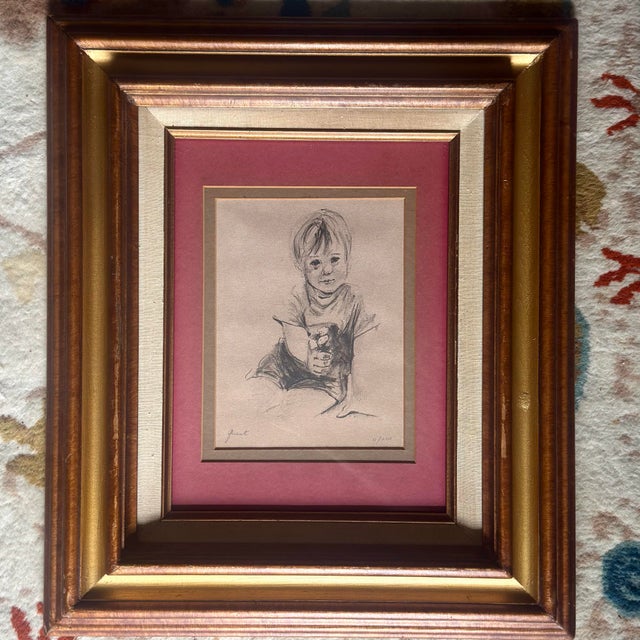 Mid-Century Modern Mid-Century Child Portrait Lithograph by Guest For Sale - Image 3 of 10