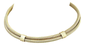 David Yurman Classic Double Cable Wire 14k Yellow Gold Choker Necklace