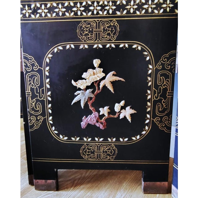 Mid 20th Century Chinese Export Six Panel Carved Soapstone Coromandel Screen For Sale - Image 11 of 16