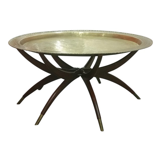 MidCentury Brass Top Moroccan Style Coffee Table Chairish