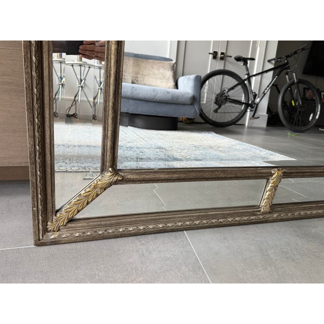 Hollywood Regency Hollywood Regency Segmented Beveled Mirror With Gilt Acanthus Detail For Sale - Image 3 of 3