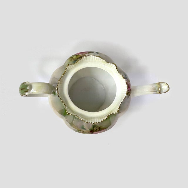 Early 20th Century Rs Prussia Teapot Floral Pink Flowers Gold Trim Marked For Sale - Image 4 of 9