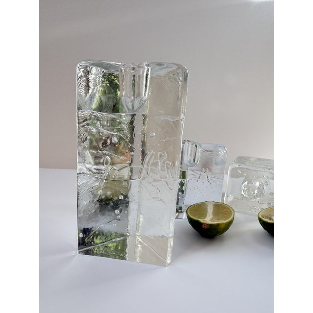 Arkipelago Ice Glass Candleholders by Timo Sarpaneva for Iittala, Finland, 1980s, Set of 3 For Sale - Image 8 of 15