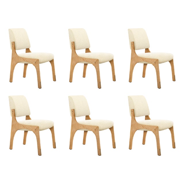 Arches II Dining Chairs in Oak and Bouclé from Insidherland, Set of 6 For Sale