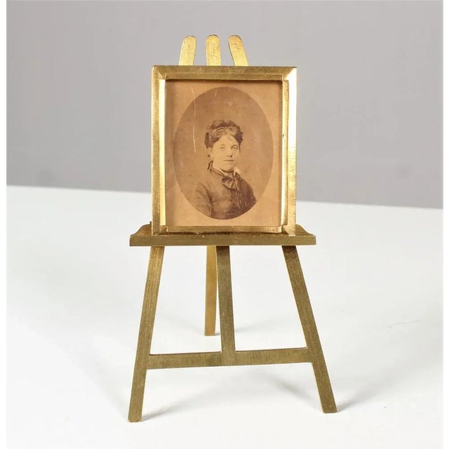 Gold Antique Picture Frame with Brass Easel, 1800s For Sale - Image 8 of 8
