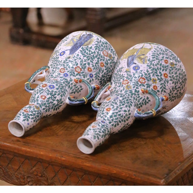 Pair 19th C. French Nevers Faience Ewers Depicting Henri IV and Marie De Medici For Sale - Image 10 of 12