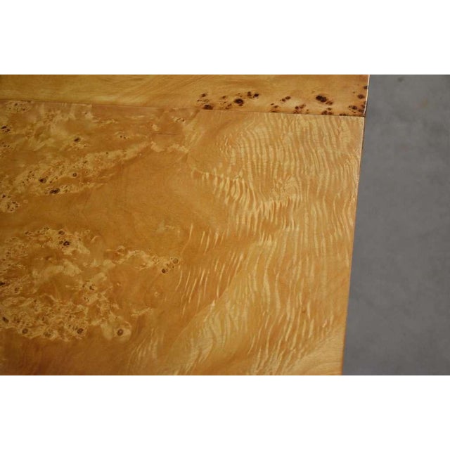 Brown Refinished Milo Baughman Square to Rectangle 40” - 79” Parsons Burl Dining Table For Sale - Image 8 of 11