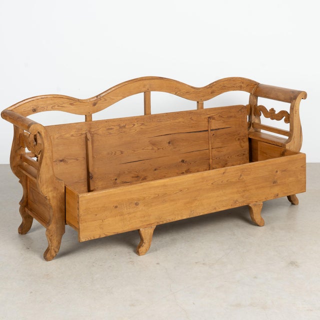 The years of use have deepened the warm patina of the pine, aging gracefully through the years in this Swedish bench. The...
